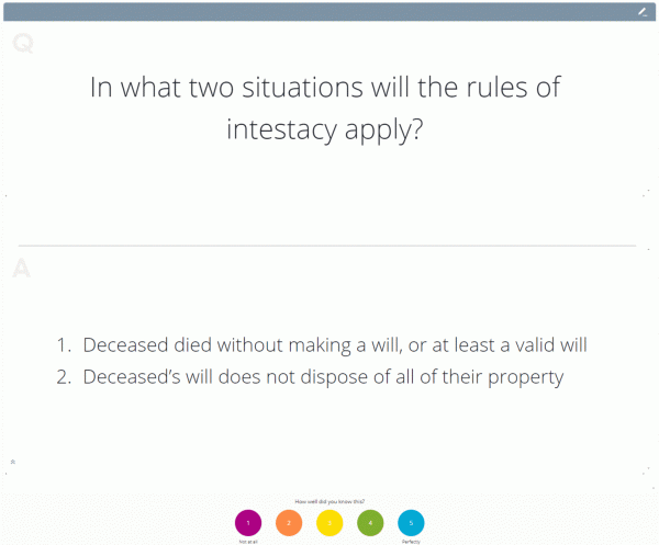Wills and Estate Administration SQE Flashcards